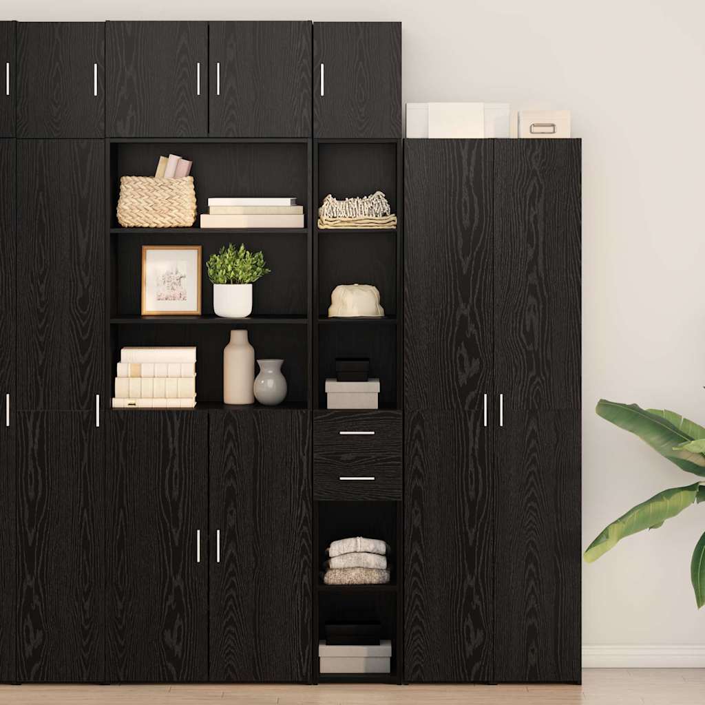 Opbergkast met lade 2 pcs Zwart Eiken 30 x 42,5 x 225 cm is nu te koop bij PeponiXL, paradijselijk wonen!