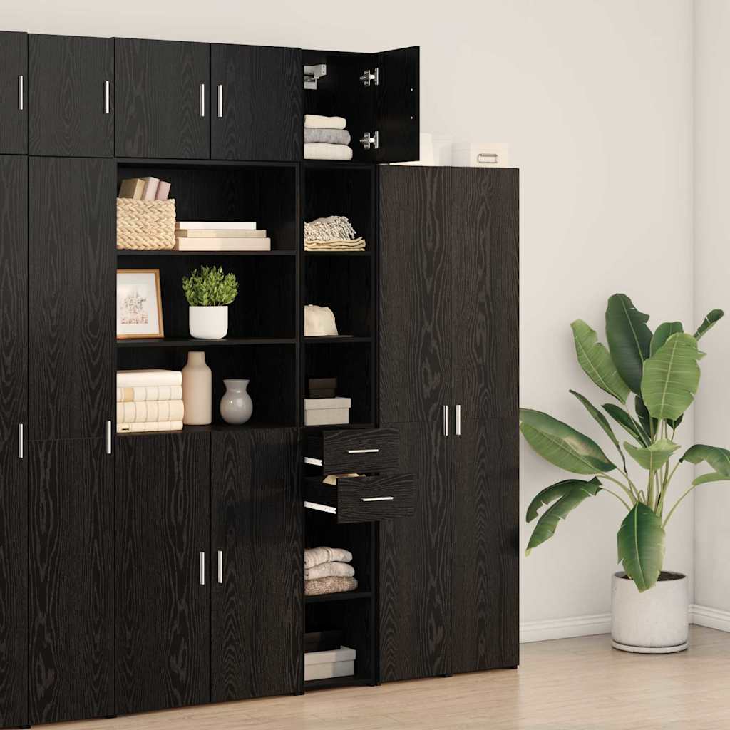 Opbergkast met lade 2 pcs Zwart Eiken 30 x 42,5 x 225 cm is nu te koop bij PeponiXL, paradijselijk wonen!