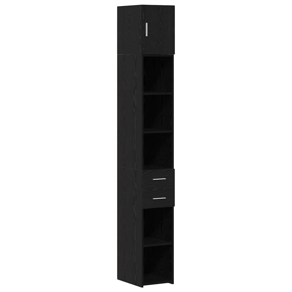 Opbergkast met lade 2 pcs Zwart Eiken 30 x 42,5 x 225 cm is nu te koop bij PeponiXL, paradijselijk wonen!