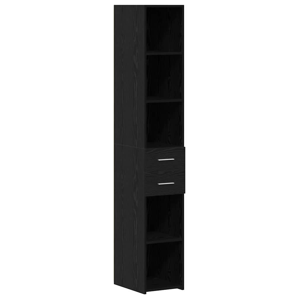 Opbergkast met lade 2 pcs Zwart Eiken 30 x 42,5 x 225 cm is nu te koop bij PeponiXL, paradijselijk wonen!