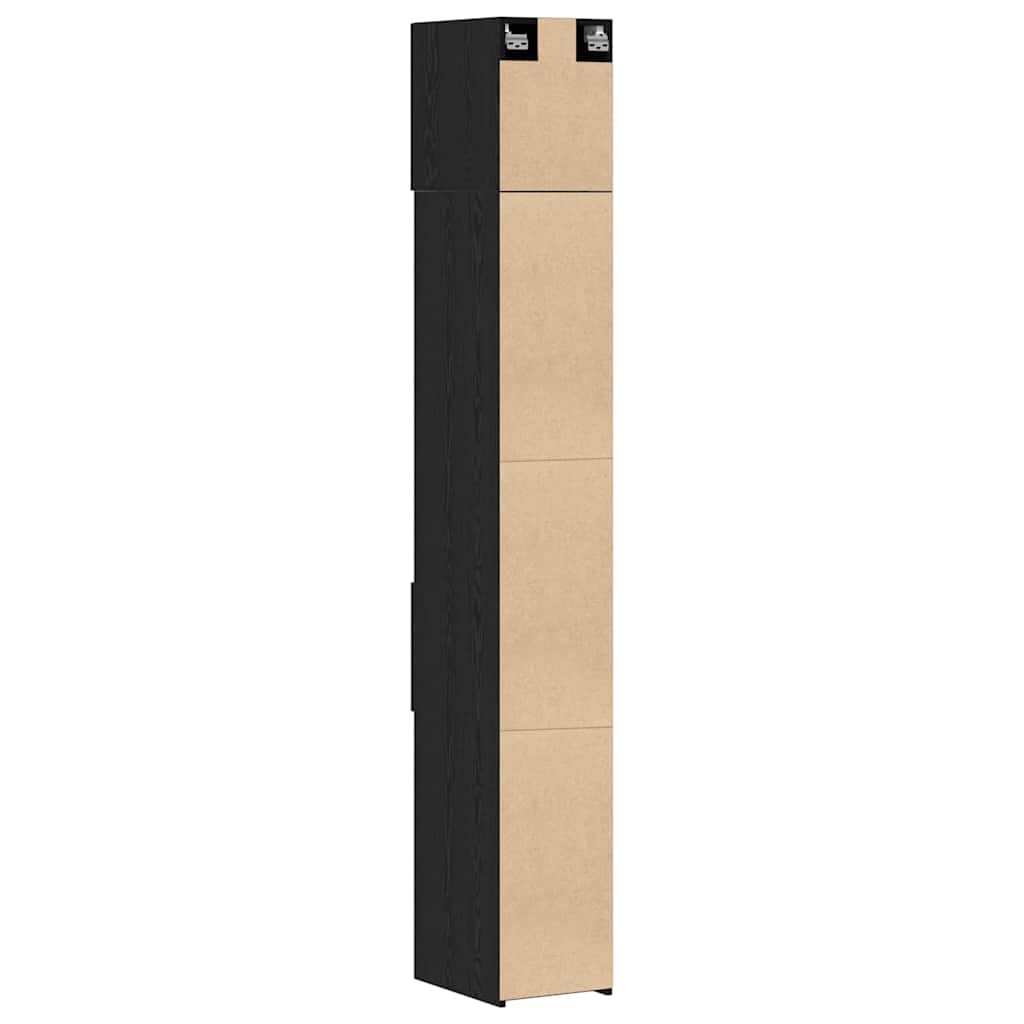 Opbergkast met lade 2 pcs Zwart Eiken 30 x 42,5 x 225 cm is nu te koop bij PeponiXL, paradijselijk wonen!