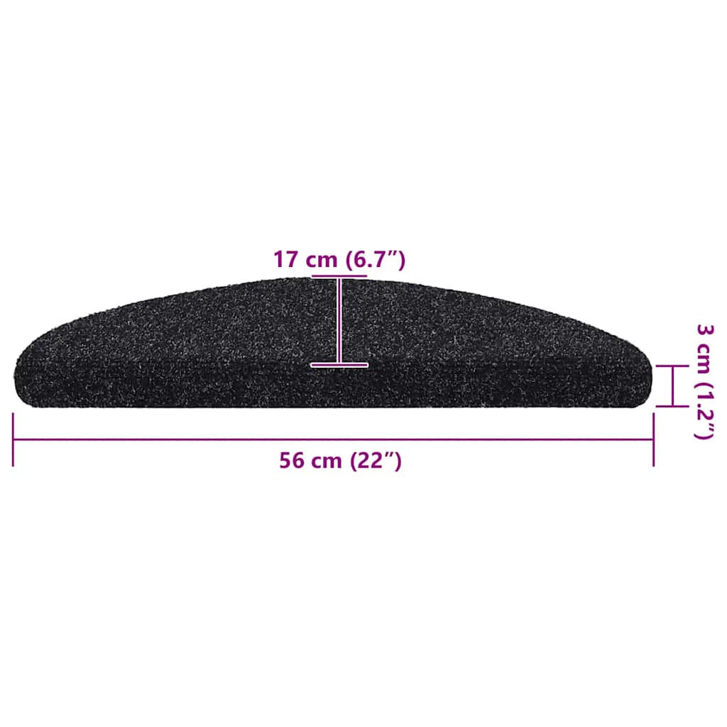Trapmatten Zelfklevend 20 stuks 56x17x3 cm Zwart Halfrond is nu te koop bij PeponiXL, paradijselijk wonen!