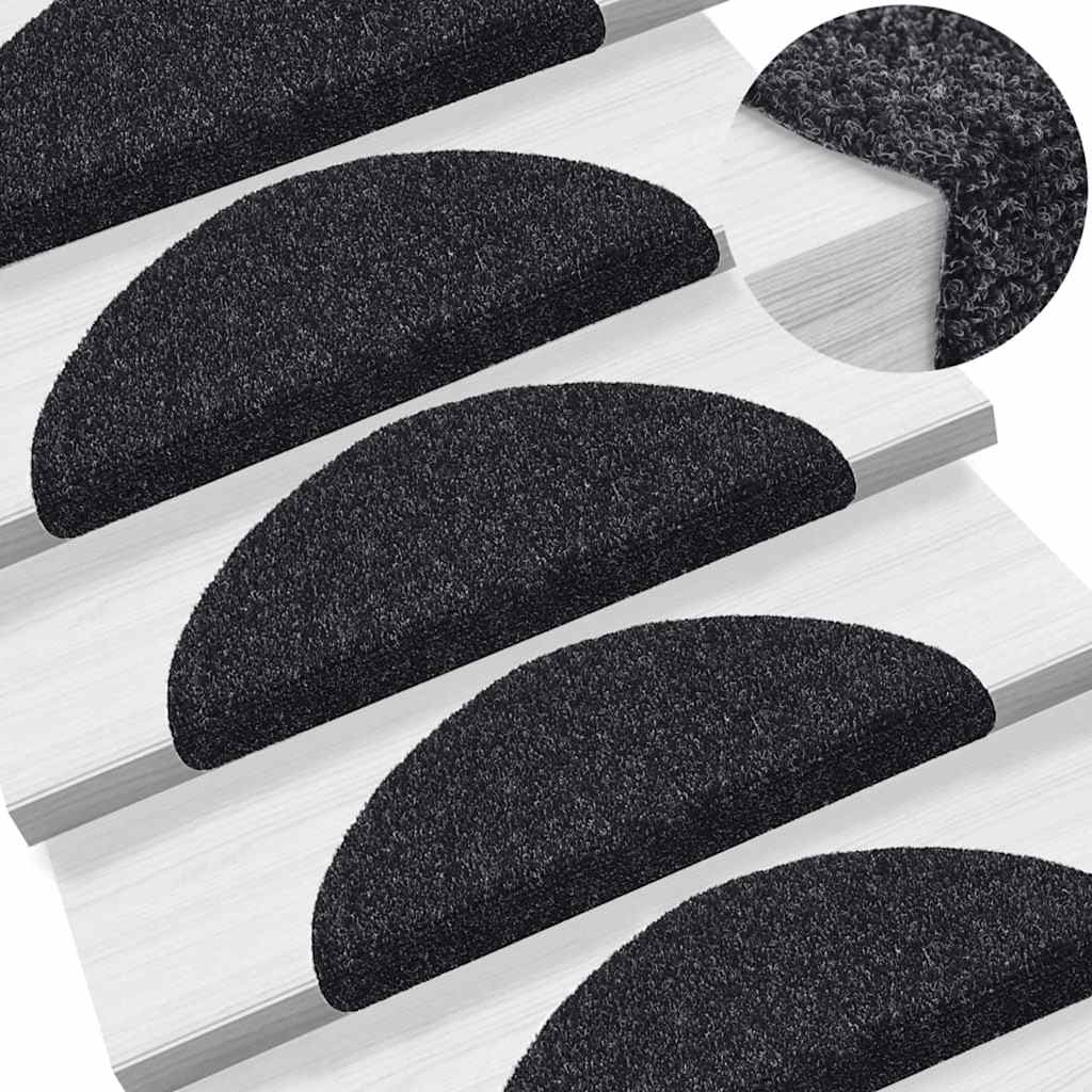 Trapmatten Zelfklevend 30 stuks 56x17x3 cm Zwart Halfrond is nu te koop bij PeponiXL, paradijselijk wonen!