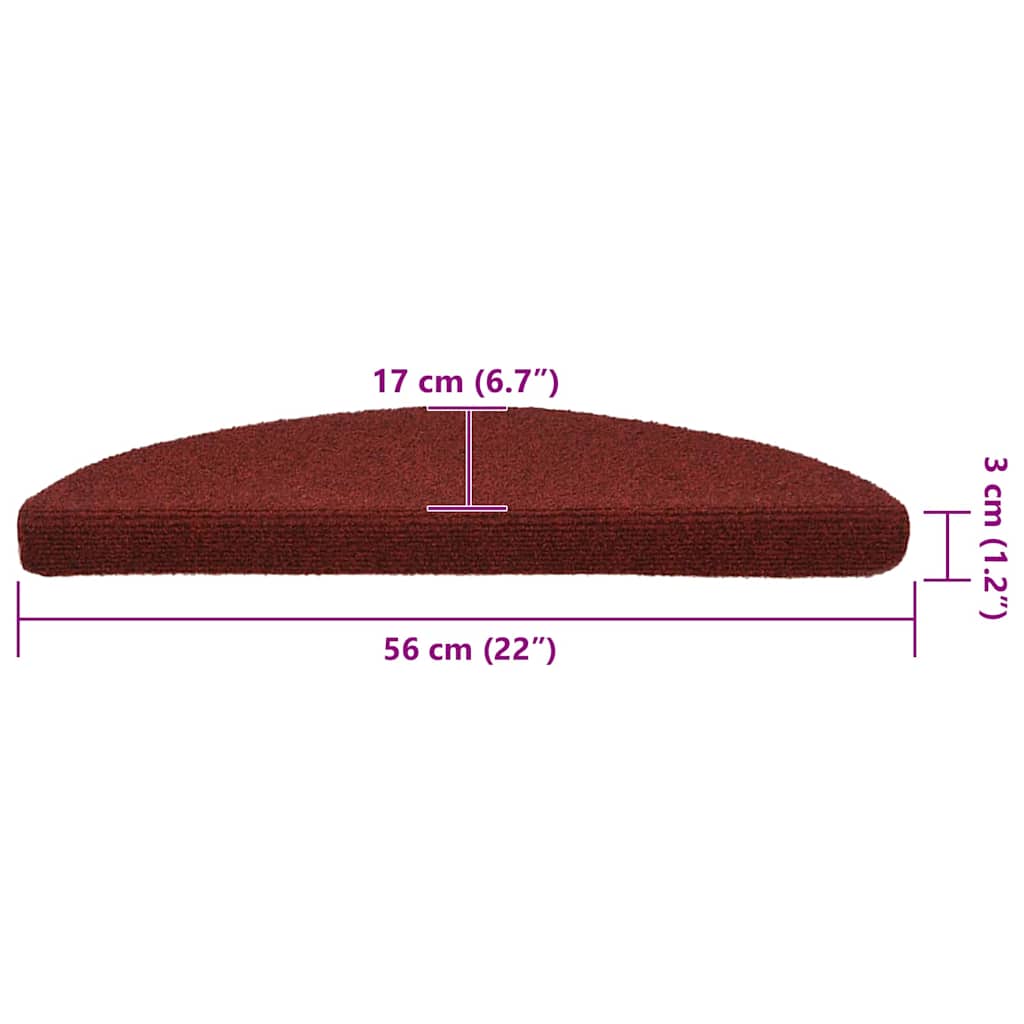 Trapmatten Zelfklevend 30 stuks 56x17x3 cm Bordeaux Rood Halfrond is nu te koop bij PeponiXL, paradijselijk wonen!