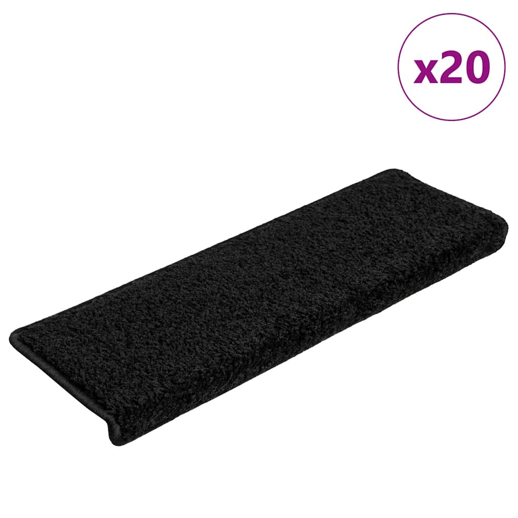 Trapmatten 20 st 65x21x4 cm Zwart Rechthoekige Rand is nu te koop bij PeponiXL, paradijselijk wonen!