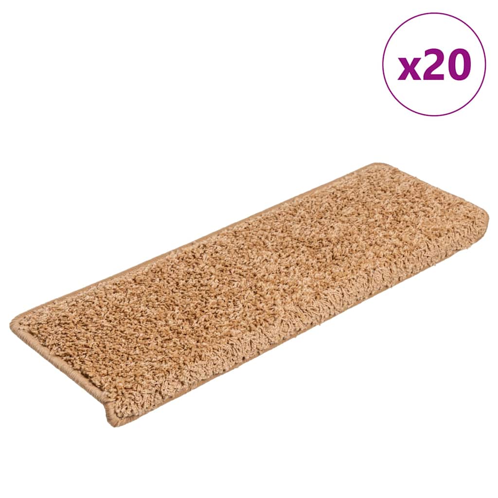 Trapmatten 20 st 65x21x4 cm beige rechthoekige rand is nu te koop bij PeponiXL, paradijselijk wonen!