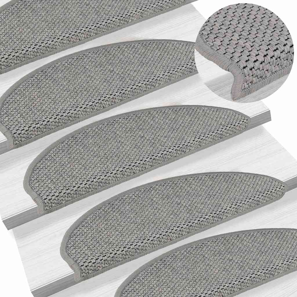 Trapmatten zelfklevend Sisal-Look 30 st 65x21x4cm zilverkleurig is nu te koop bij PeponiXL, paradijselijk wonen!