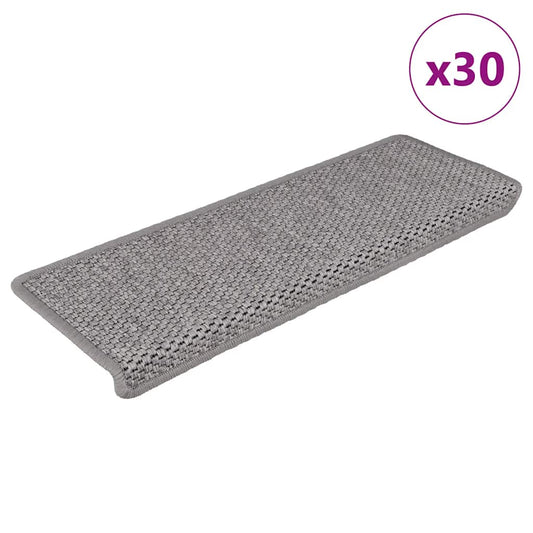 Trapmatten zelfklevend Sisal-Look 30 st 65x21x4cm zilverkleurig is nu te koop bij PeponiXL, paradijselijk wonen!