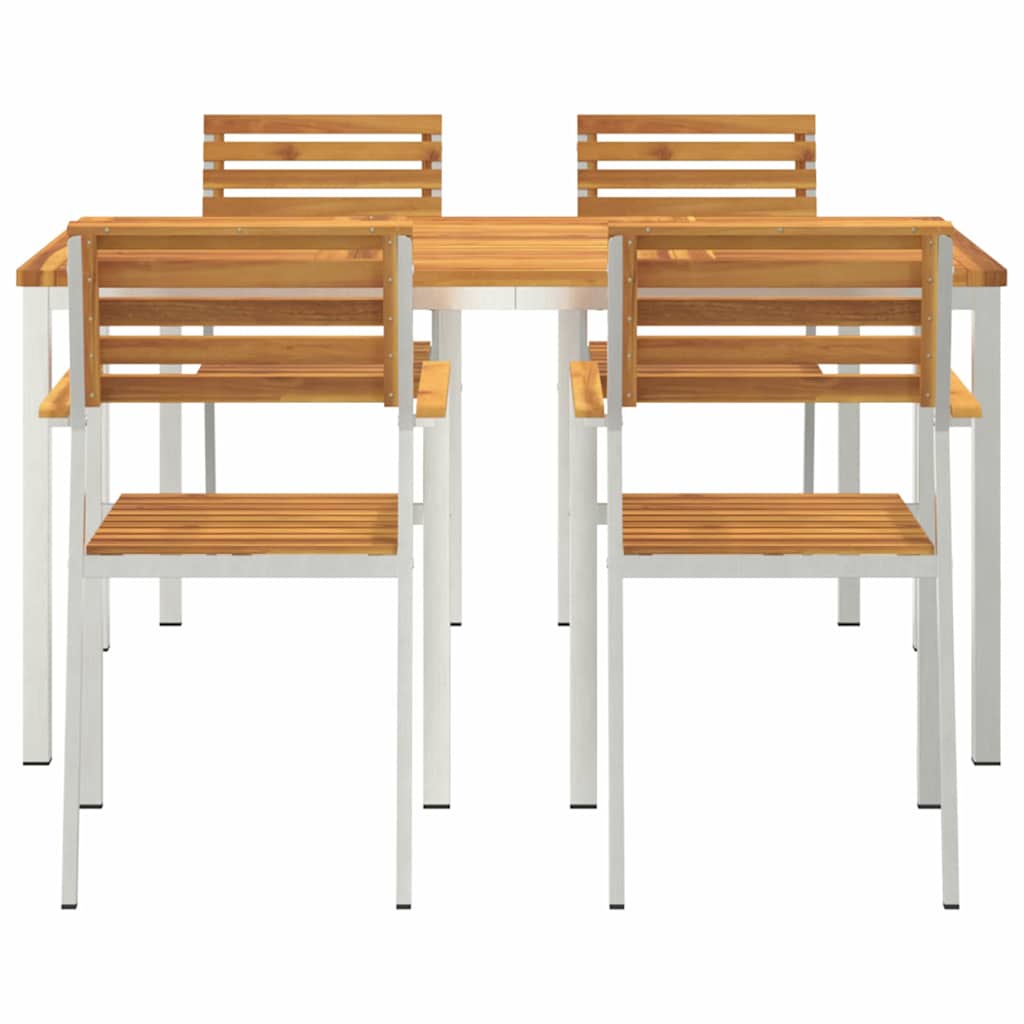 Tuin eettafelset 5 pcs Bruin Massief Acaciahout is nu te koop bij PeponiXL, paradijselijk wonen!