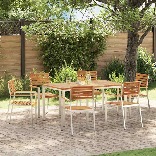Tuin eettafelset 7 pcs Bruin Massief Acaciahout is nu te koop bij PeponiXL, paradijselijk wonen!