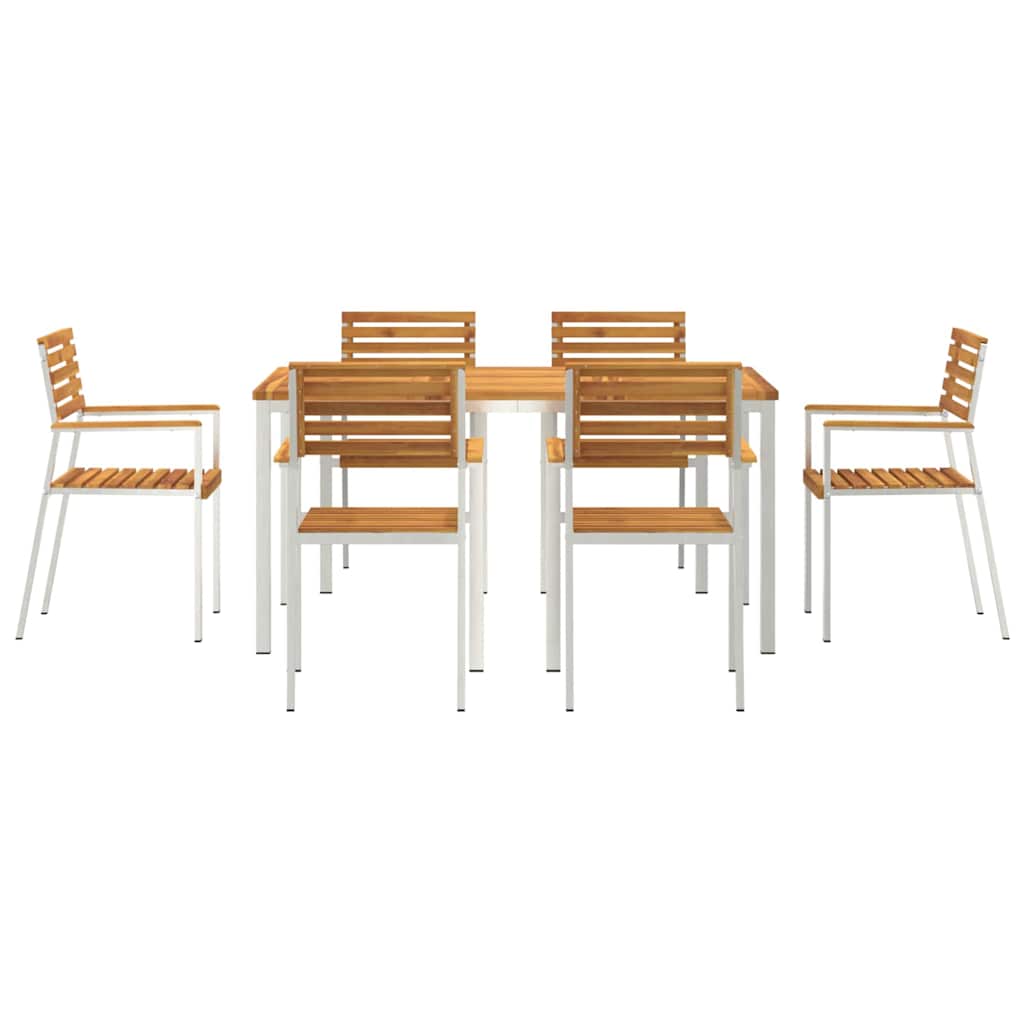 Tuin eettafelset 7 pcs Bruin Massief Acaciahout is nu te koop bij PeponiXL, paradijselijk wonen!