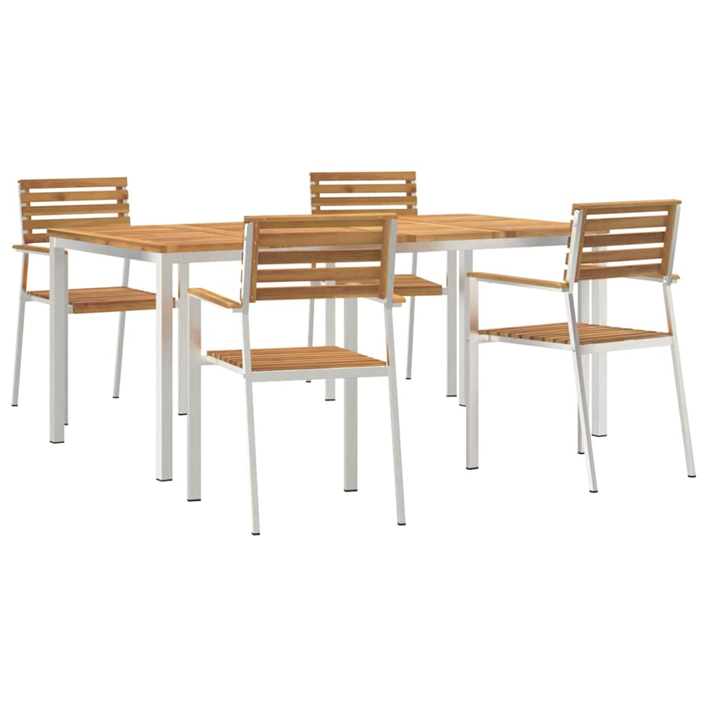 Tuin eettafelset 5 pcs Bruin Massief Acaciahout is nu te koop bij PeponiXL, paradijselijk wonen!