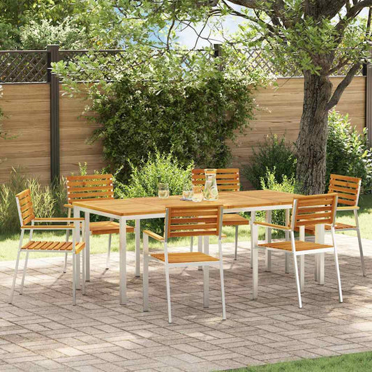 Tuin eettafelset 7 pcs Bruin Massief Acaciahout is nu te koop bij PeponiXL, paradijselijk wonen!
