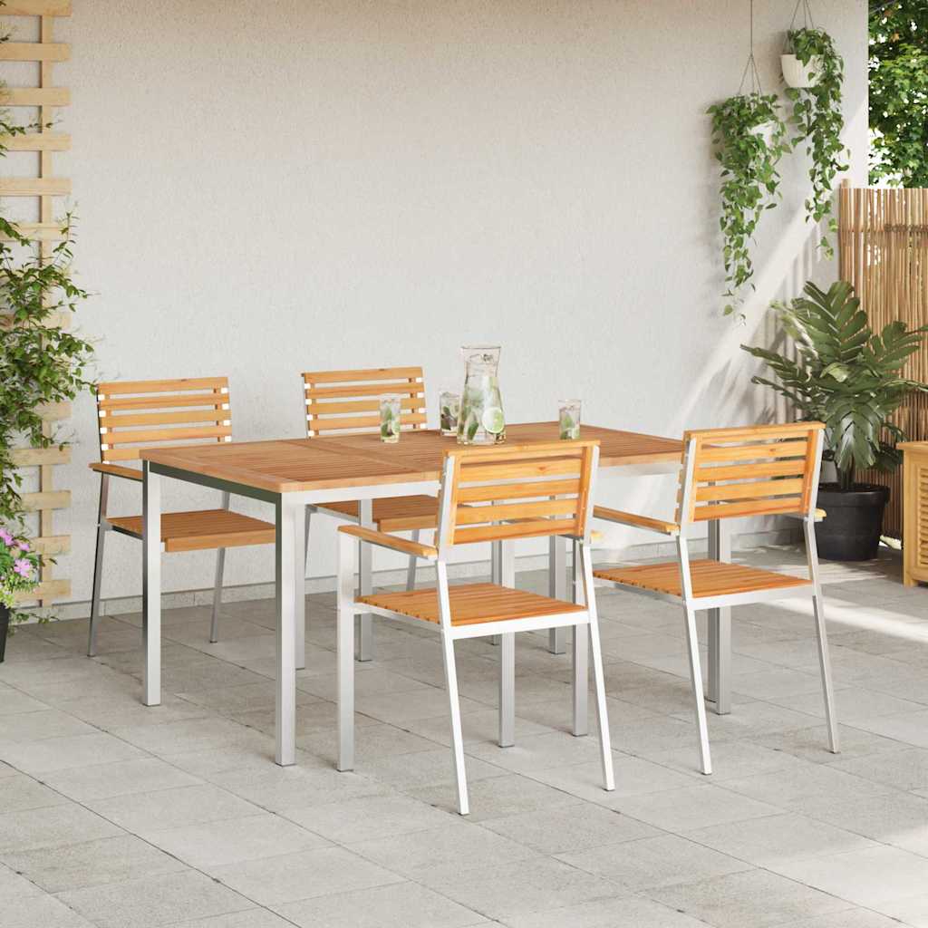 Tuin eettafelset 5 pcs Bruin Massief Teakhout is nu te koop bij PeponiXL, paradijselijk wonen!