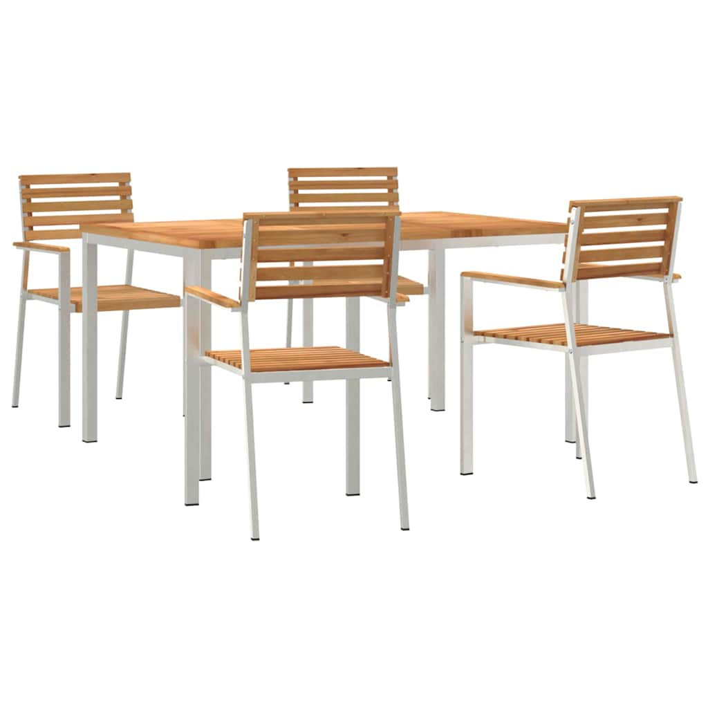 Tuin eettafelset 5 pcs Bruin Massief Teakhout is nu te koop bij PeponiXL, paradijselijk wonen!
