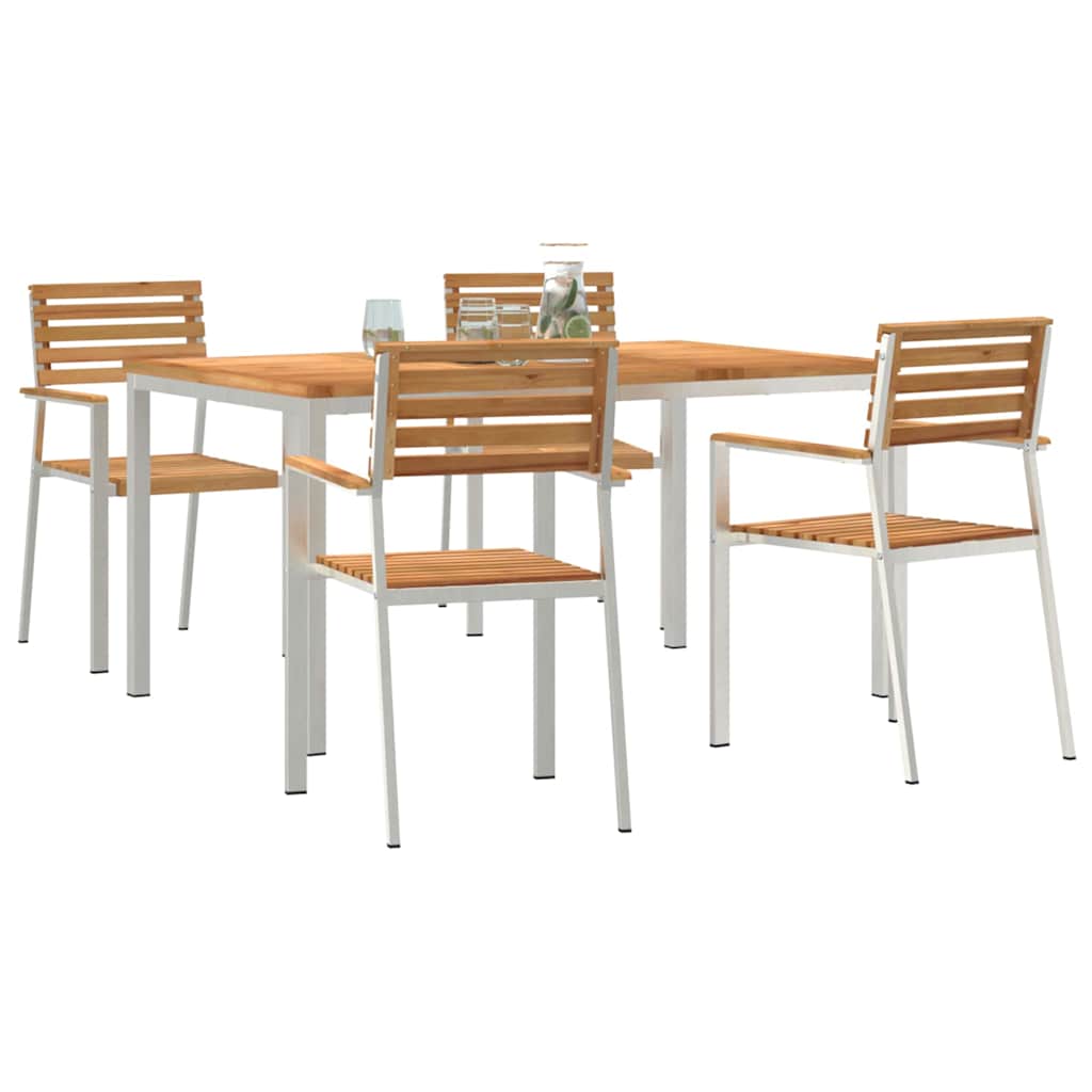 Tuin eettafelset 5 pcs Bruin Massief Teakhout is nu te koop bij PeponiXL, paradijselijk wonen!