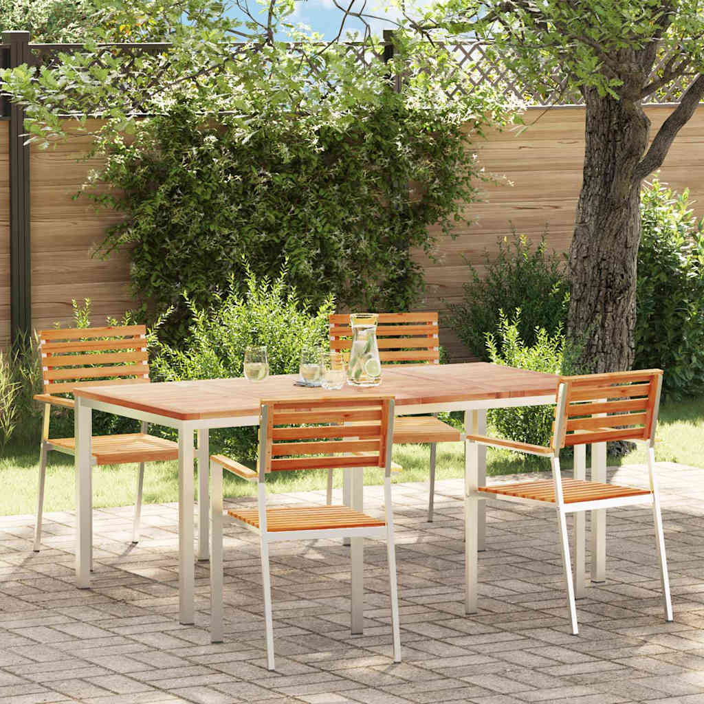 Tuin eettafelset 5 pcs Bruin Massief Teakhout is nu te koop bij PeponiXL, paradijselijk wonen!