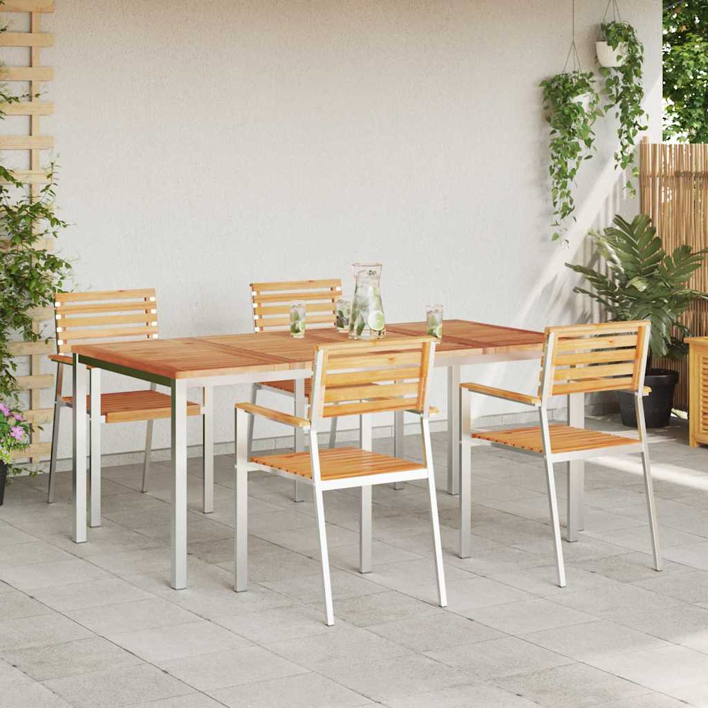 Tuin eettafelset 5 pcs Bruin Massief Teakhout is nu te koop bij PeponiXL, paradijselijk wonen!