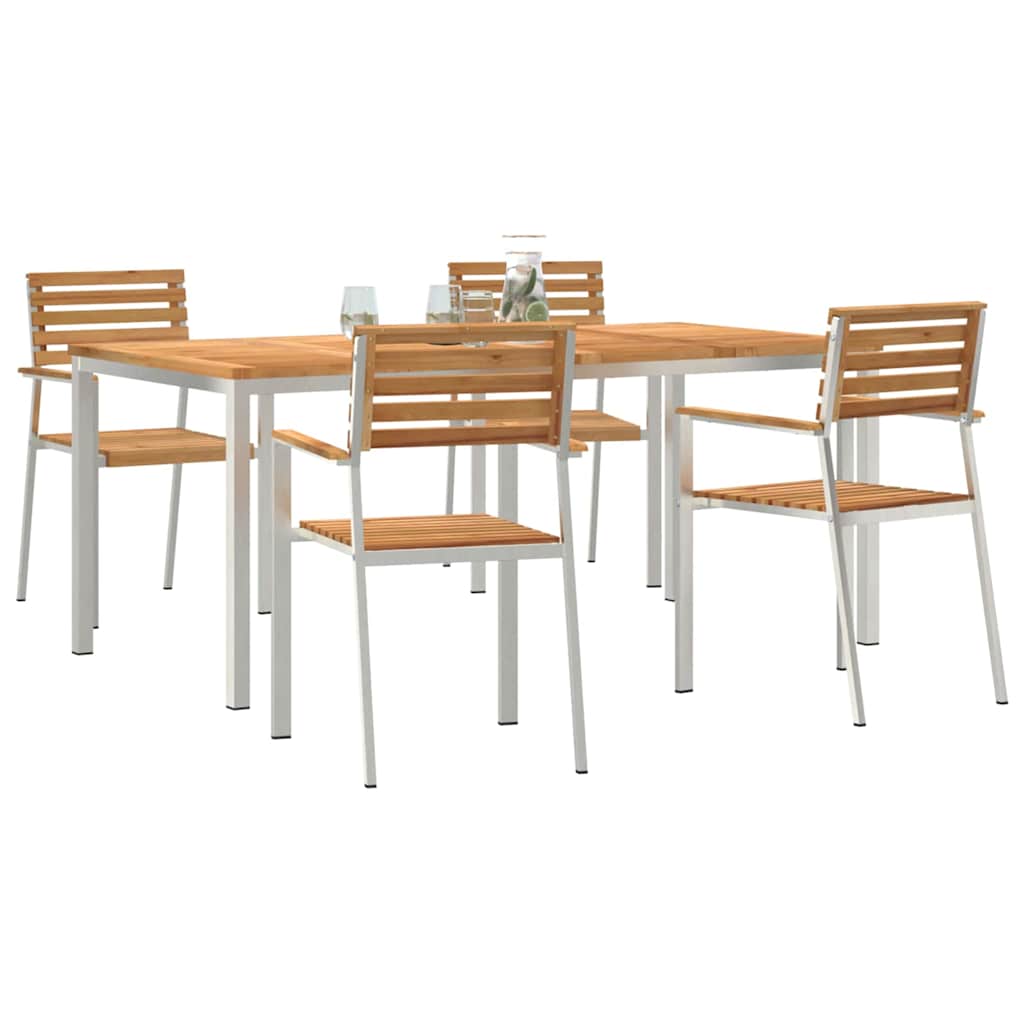 Tuin eettafelset 5 pcs Bruin Massief Teakhout is nu te koop bij PeponiXL, paradijselijk wonen!