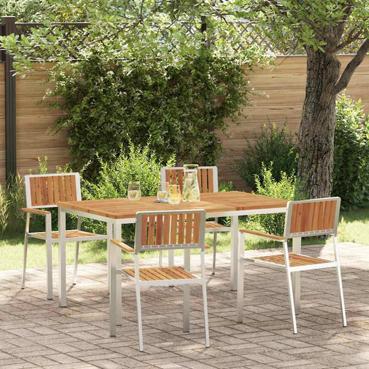 Buiten eettafelset 5 pcs Bruin Massief Acaciahout is nu te koop bij PeponiXL, paradijselijk wonen!