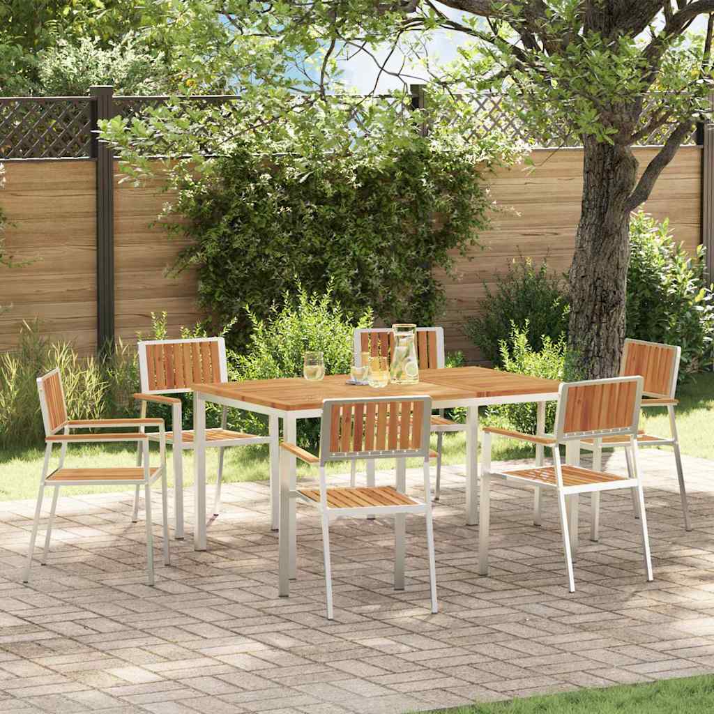 Buiten eettafelset 7 pcs Bruin Massief Acaciahout is nu te koop bij PeponiXL, paradijselijk wonen!