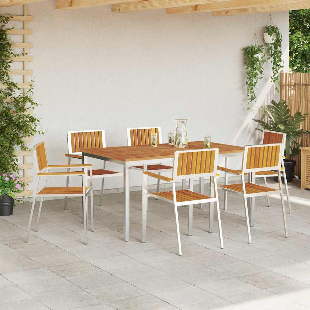 Buiten eettafelset 7 pcs Bruin Massief Acaciahout is nu te koop bij PeponiXL, paradijselijk wonen!