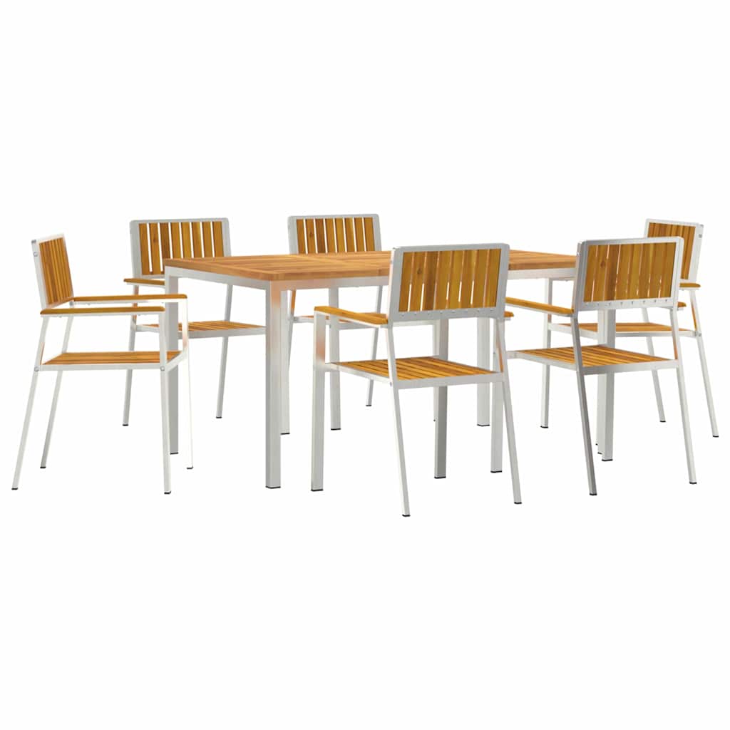 Buiten eettafelset 7 pcs Bruin Massief Acaciahout is nu te koop bij PeponiXL, paradijselijk wonen!
