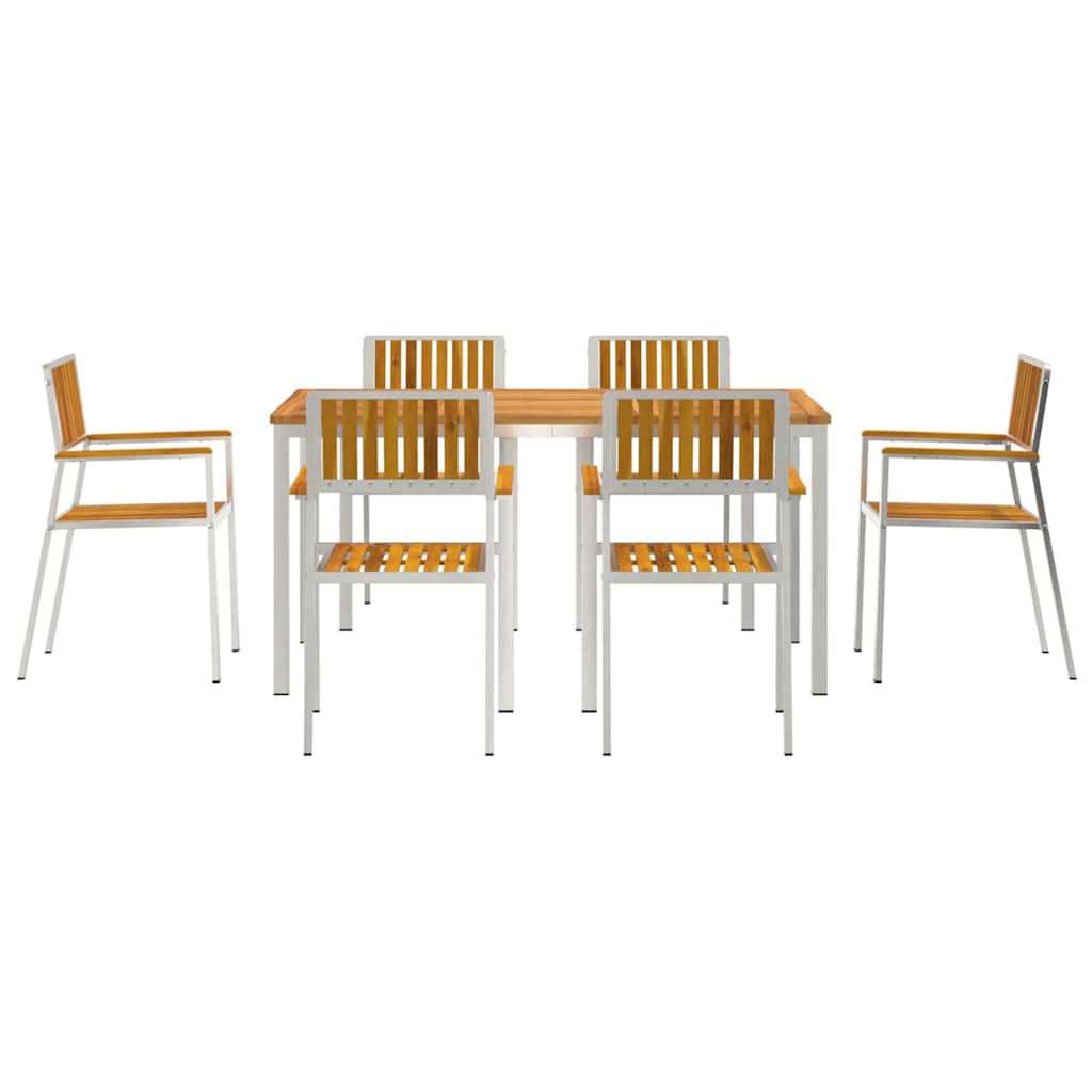Buiten eettafelset 7 pcs Bruin Massief Acaciahout is nu te koop bij PeponiXL, paradijselijk wonen!