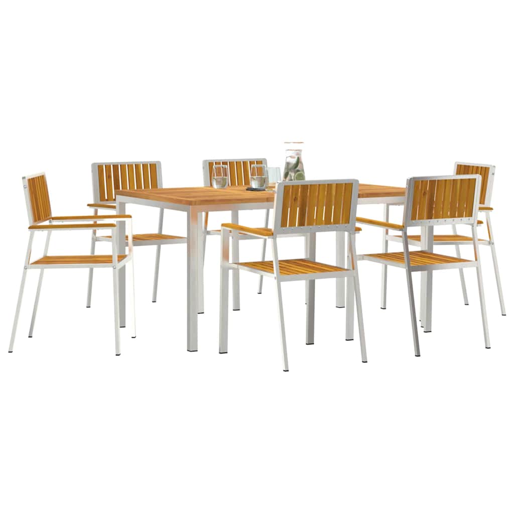 Buiten eettafelset 7 pcs Bruin Massief Acaciahout is nu te koop bij PeponiXL, paradijselijk wonen!