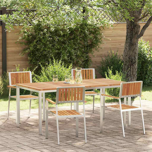 Buiten eettafelset 5 pcs Bruin Massief Acaciahout is nu te koop bij PeponiXL, paradijselijk wonen!