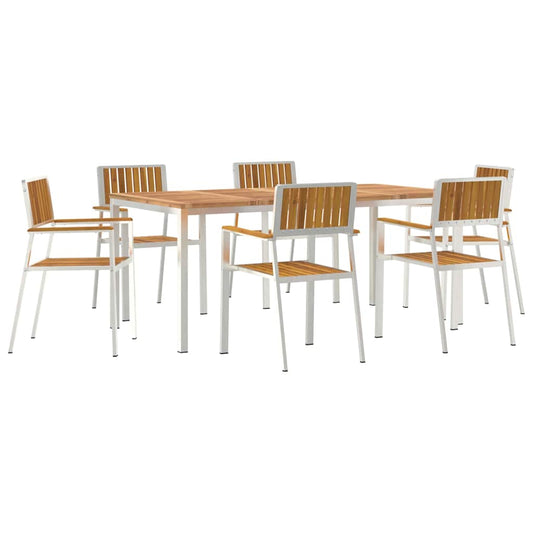Buiten eettafelset 7 pcs Bruin Massief Acaciahout is nu te koop bij PeponiXL, paradijselijk wonen!