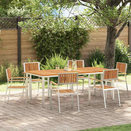 Buiten eettafelset 7 pcs Bruin Massief Acaciahout is nu te koop bij PeponiXL, paradijselijk wonen!