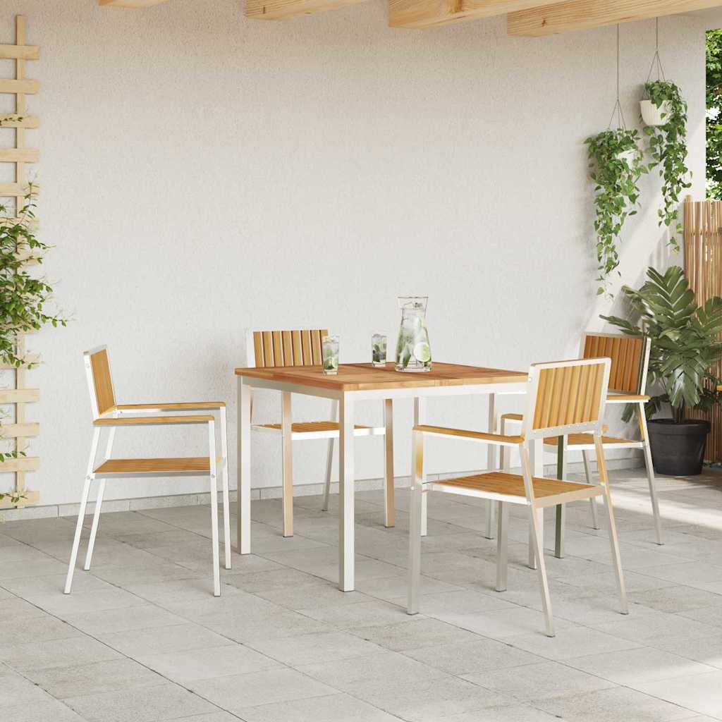 Buiten eettafelset 5 pcs Bruin Massief Teakhout is nu te koop bij PeponiXL, paradijselijk wonen!