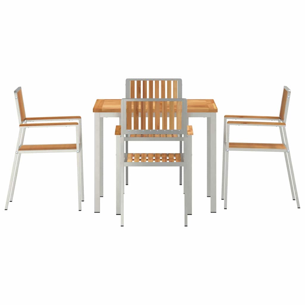 Buiten eettafelset 5 pcs Bruin Massief Teakhout is nu te koop bij PeponiXL, paradijselijk wonen!