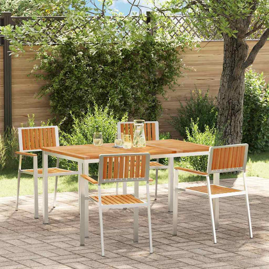 Buiten eettafelset 5 pcs Bruin Massief Teakhout is nu te koop bij PeponiXL, paradijselijk wonen!