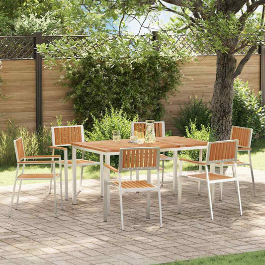 Buiten eettafelset 7 pcs Bruin Massief Teakhout is nu te koop bij PeponiXL, paradijselijk wonen!
