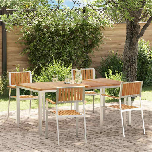 Buiten eettafelset 5 pcs Bruin Massief Teakhout is nu te koop bij PeponiXL, paradijselijk wonen!