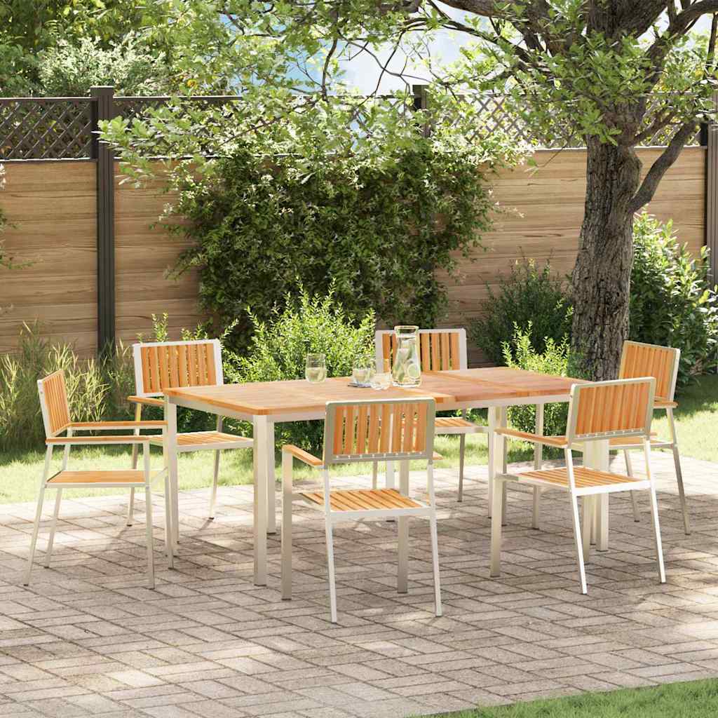 Buiten eettafelset 7 pcs Bruin Massief Teakhout is nu te koop bij PeponiXL, paradijselijk wonen!