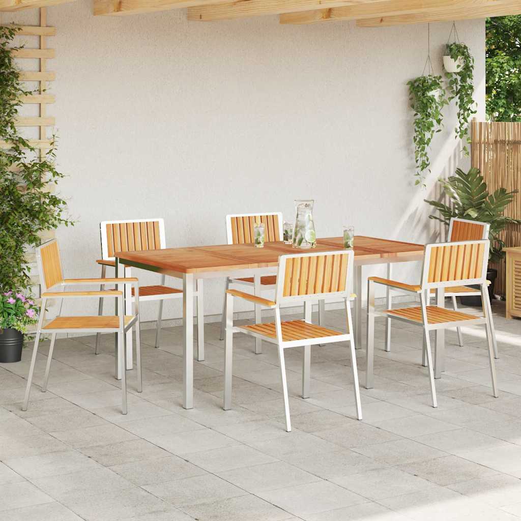 Buiten eettafelset 7 pcs Bruin Massief Teakhout is nu te koop bij PeponiXL, paradijselijk wonen!