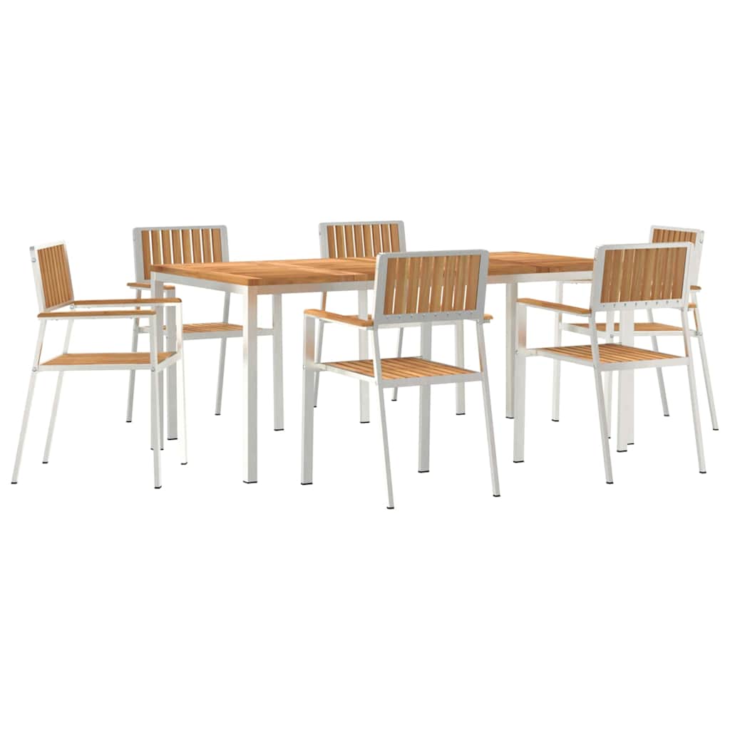Buiten eettafelset 7 pcs Bruin Massief Teakhout is nu te koop bij PeponiXL, paradijselijk wonen!
