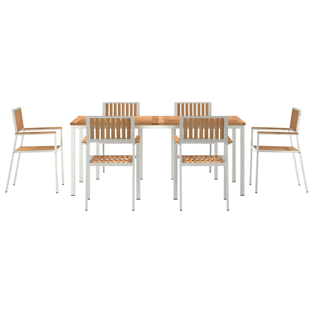 Buiten eettafelset 7 pcs Bruin Massief Teakhout is nu te koop bij PeponiXL, paradijselijk wonen!