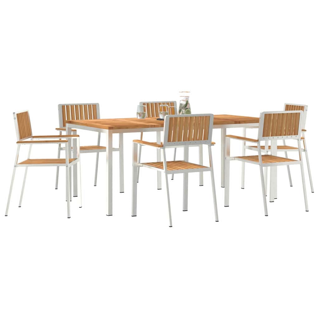 Buiten eettafelset 7 pcs Bruin Massief Teakhout is nu te koop bij PeponiXL, paradijselijk wonen!
