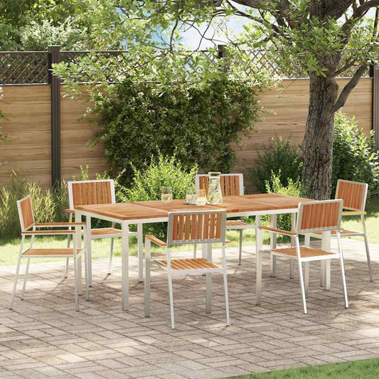 Buiten eettafelset 7 pcs Bruin Massief Teakhout is nu te koop bij PeponiXL, paradijselijk wonen!