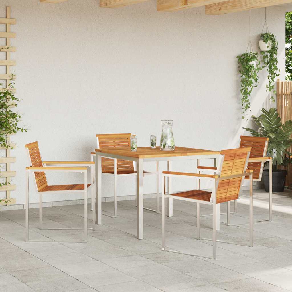 Tuin eettafelset 5 pcs Bruin Massief Acaciahout is nu te koop bij PeponiXL, paradijselijk wonen!