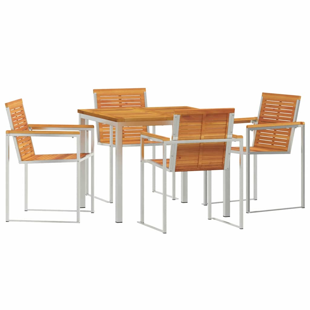 Tuin eettafelset 5 pcs Bruin Massief Acaciahout is nu te koop bij PeponiXL, paradijselijk wonen!