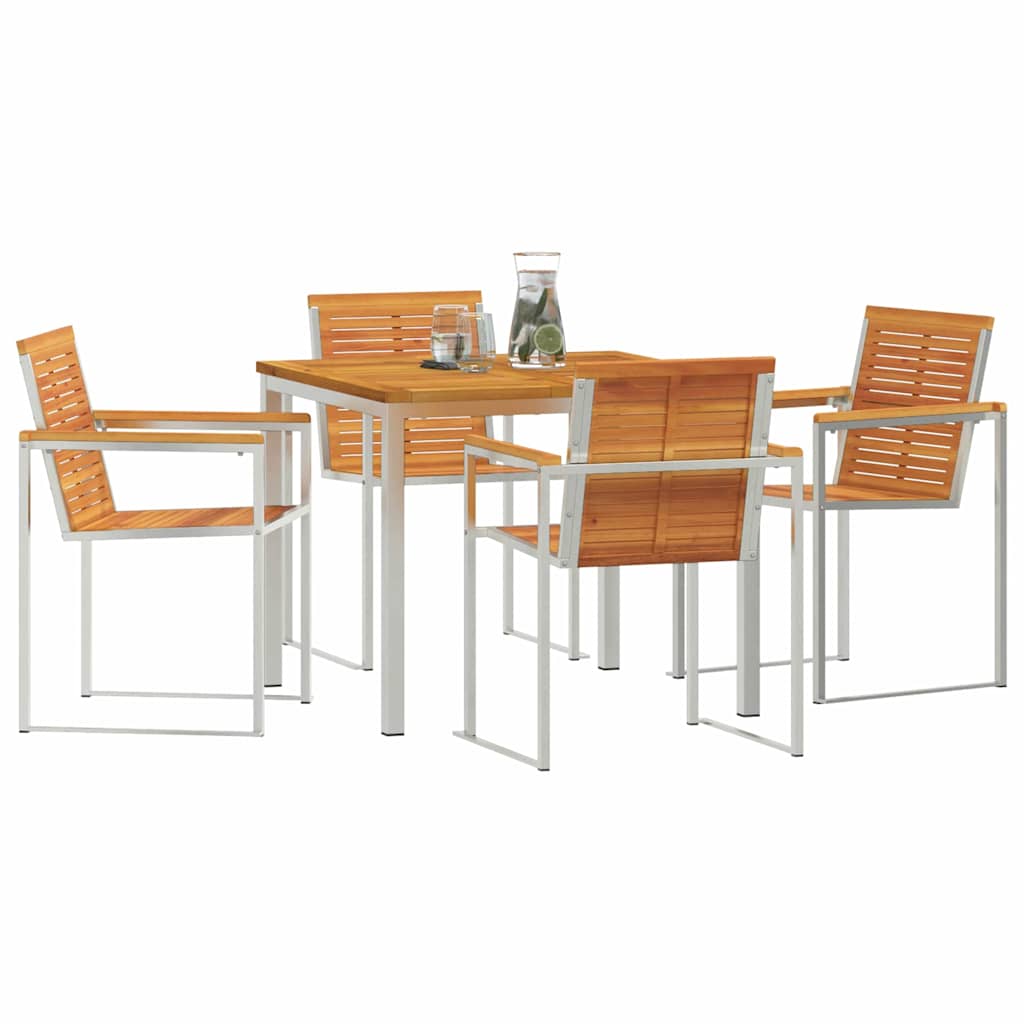 Tuin eettafelset 5 pcs Bruin Massief Acaciahout is nu te koop bij PeponiXL, paradijselijk wonen!