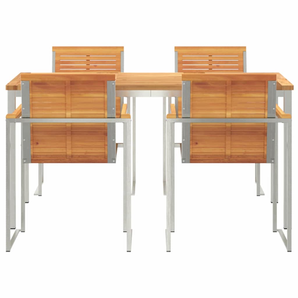 Tuin eettafelset 5 pcs Bruin Massief Acaciahout is nu te koop bij PeponiXL, paradijselijk wonen!