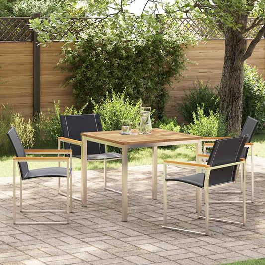 Tuin eettafelset 5 pcs Bruin Massief Acaciahout is nu te koop bij PeponiXL, paradijselijk wonen!