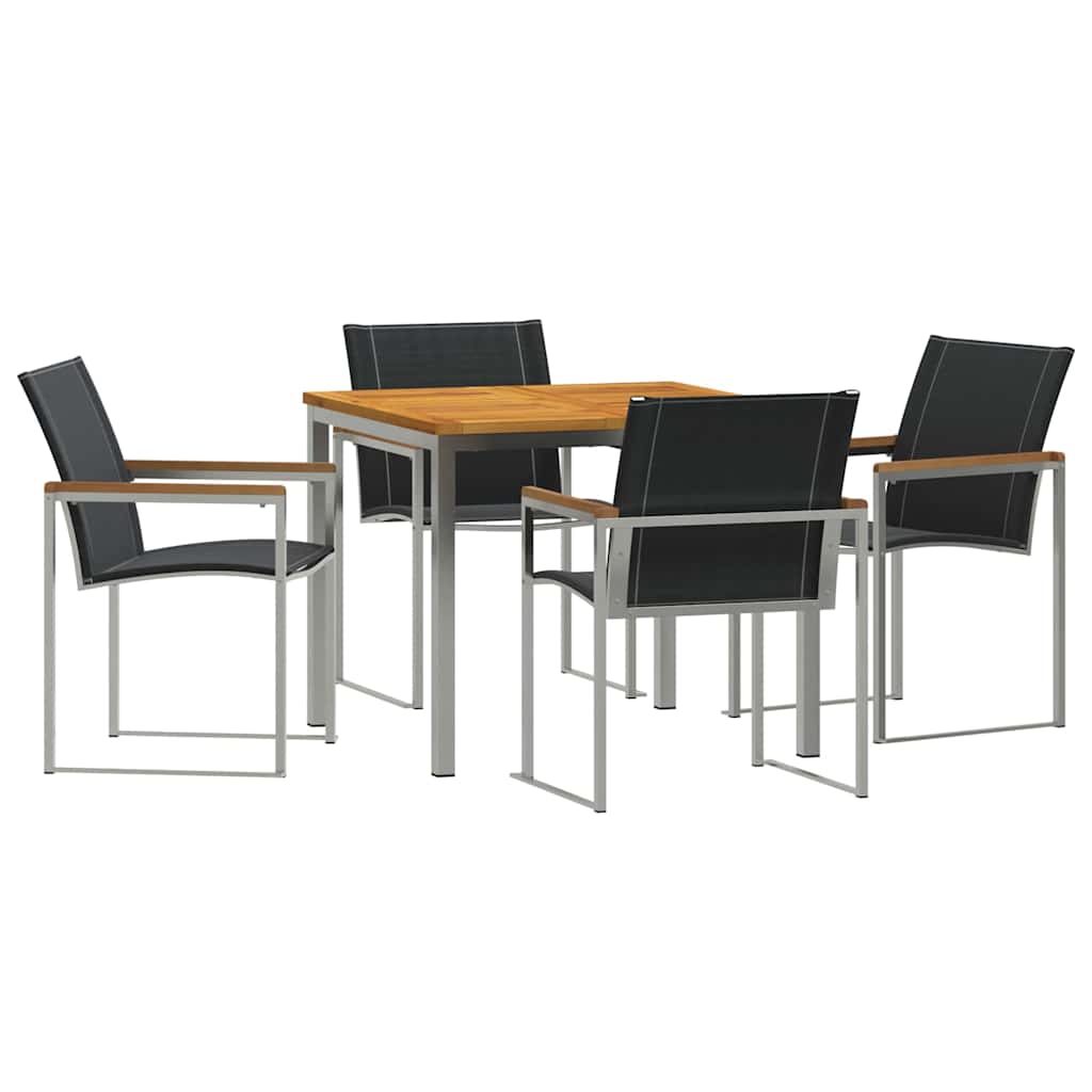 Tuin eettafelset 5 pcs Bruin Massief Acaciahout is nu te koop bij PeponiXL, paradijselijk wonen!