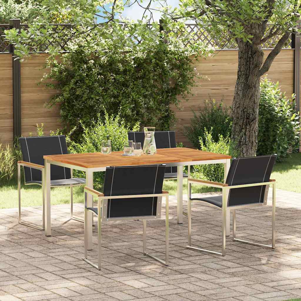 Tuin eettafelset 5 pcs Bruin Massief Acaciahout is nu te koop bij PeponiXL, paradijselijk wonen!